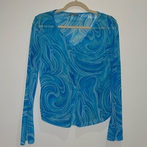 Y2k psychedelic swirl long sleeve top